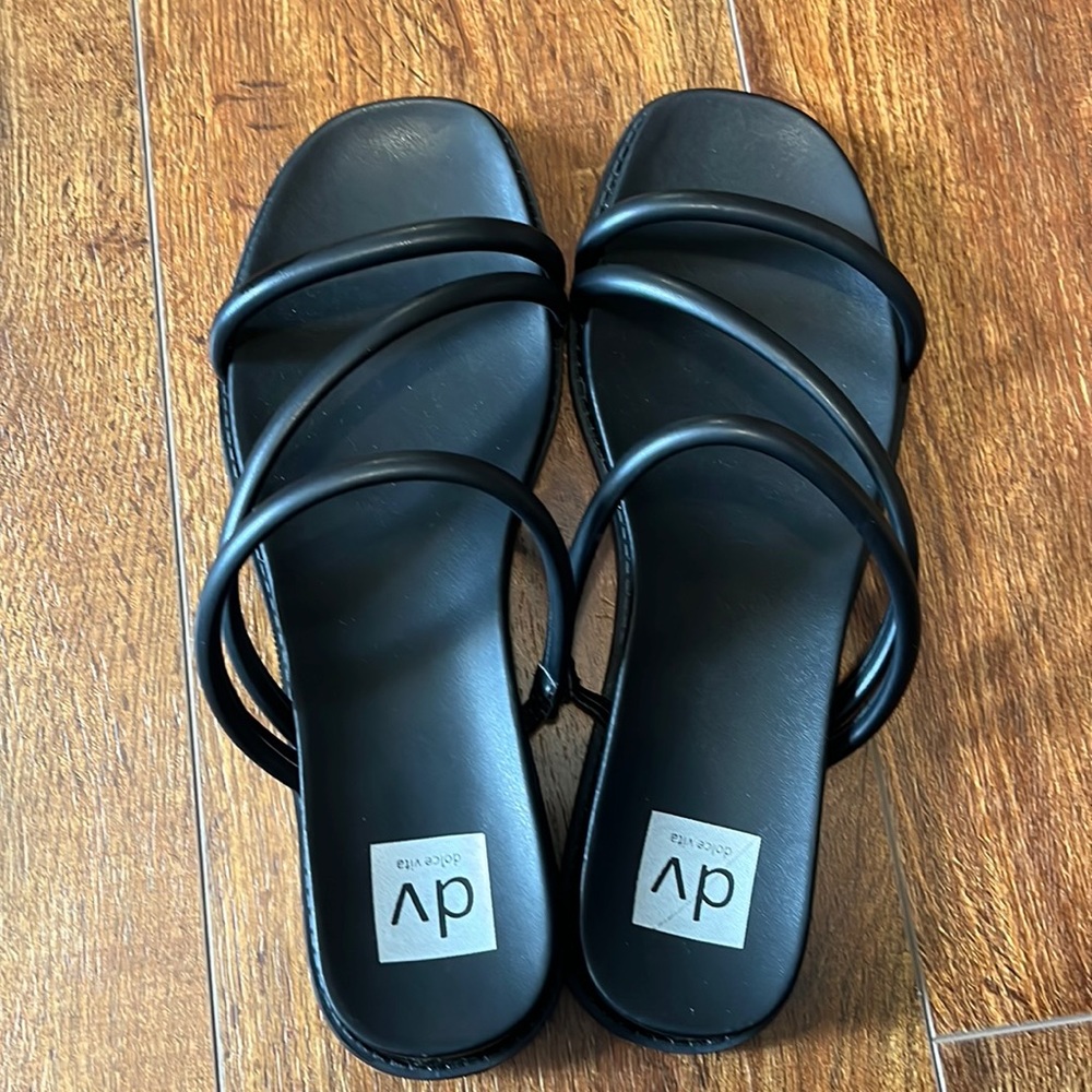 DV by Dolce Vita Black Strappy Slide Sandals